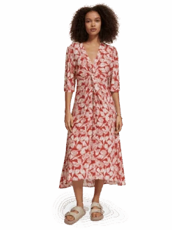 Scotch & Soda Knot Detail Midi Wrap Dress