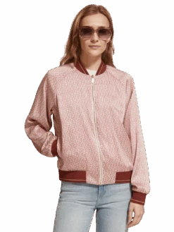 Scotch & Soda Coral Printed Reversible Bomber Jacket