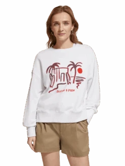 Scotch & Soda Slouchy Puffed Sleeved Graphic Sweatshirt