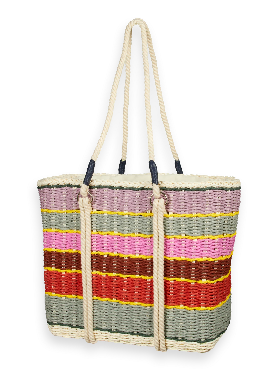 Scotch & Soda Striped Straw Tote Bag - Image 3
