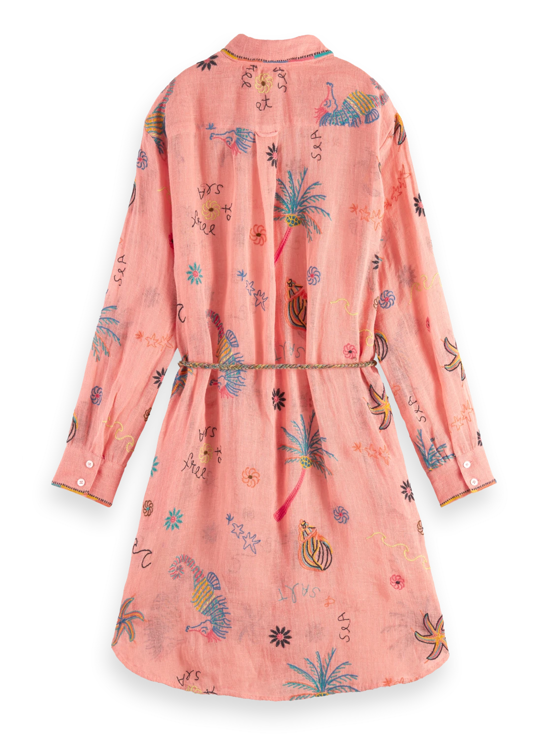 Scotch & Soda Oversized Shirt Dress With Multicolor Embroidery - Image 2