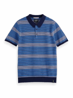 Scotch & Soda Striped Knit Polo Shirt
