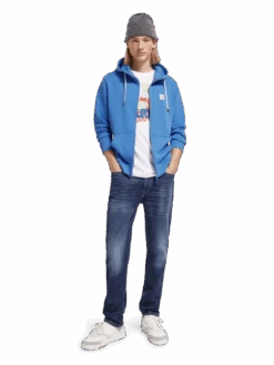 Scotch & Soda Essential Badge Logo Zip Up Hoodie