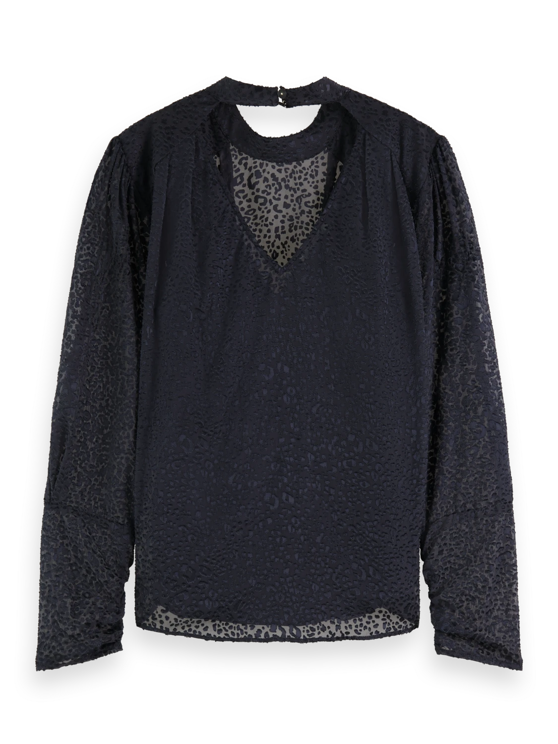 Scotch & Soda Mock Neck Mini Animal Print Open Back Top - Image 2