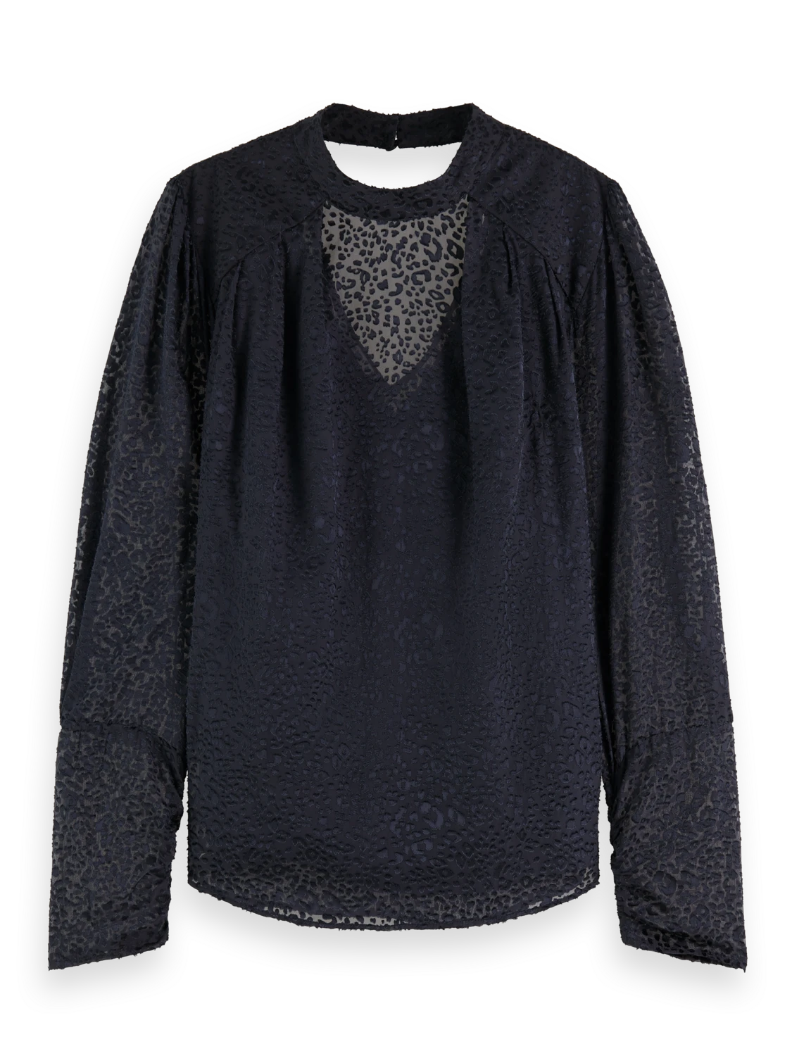 Scotch & Soda Mock Neck Mini Animal Print Open Back Top