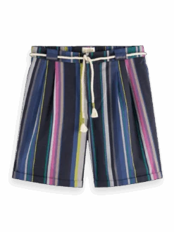 Scotch & Soda Twilt Blanket-Striped Cotton-Twill Short