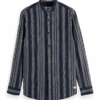 Scotch & Soda Dobby Striped Standing Collar Shirt
