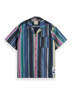 Scotch & Soda Multicolour Striped Fine Cotton Poplin Hawaii Shirt