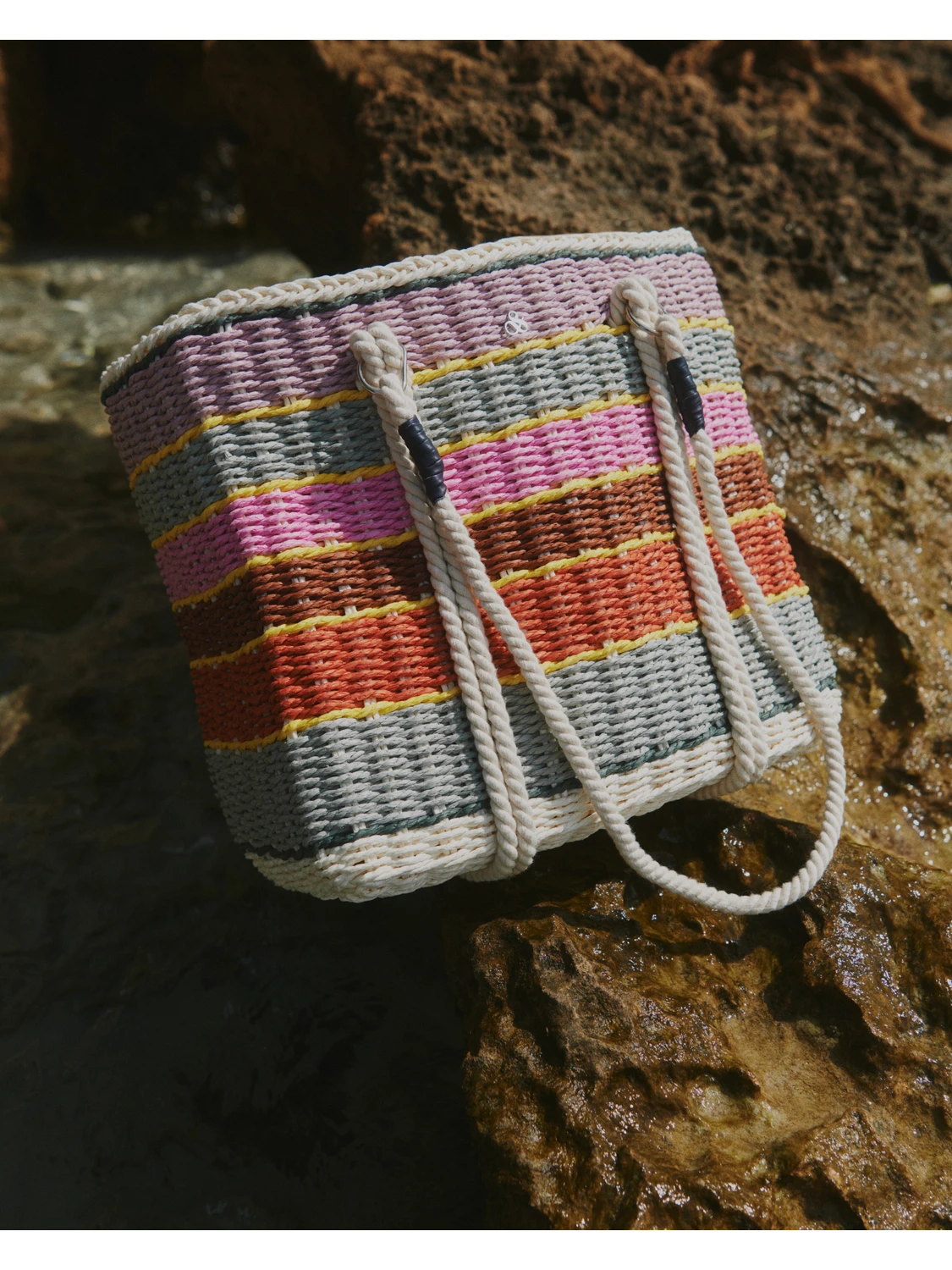 Scotch & Soda Striped Straw Tote Bag